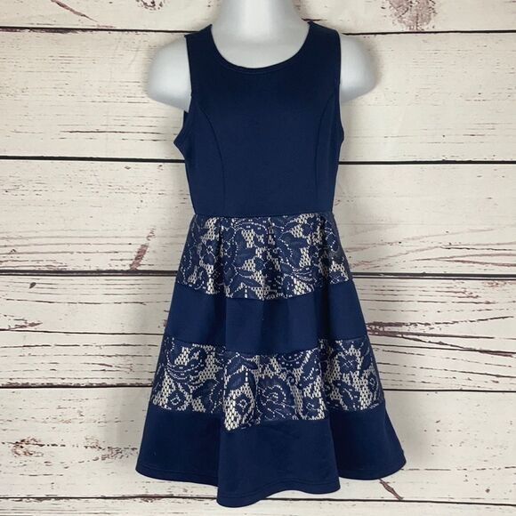 WRAPPER Navy Blue Floral Dress - Picture 1 of 4